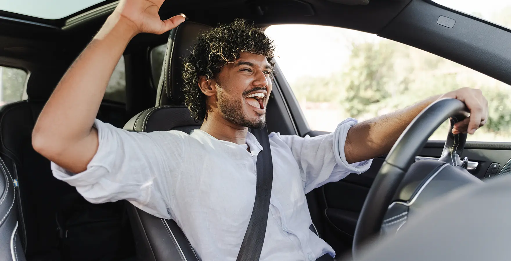 Man driving car