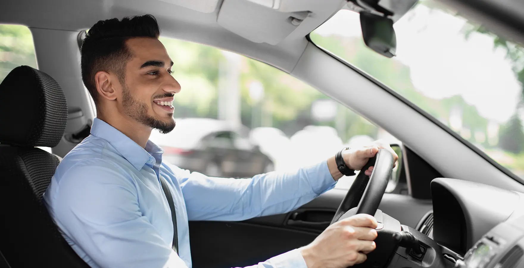 Man driving car