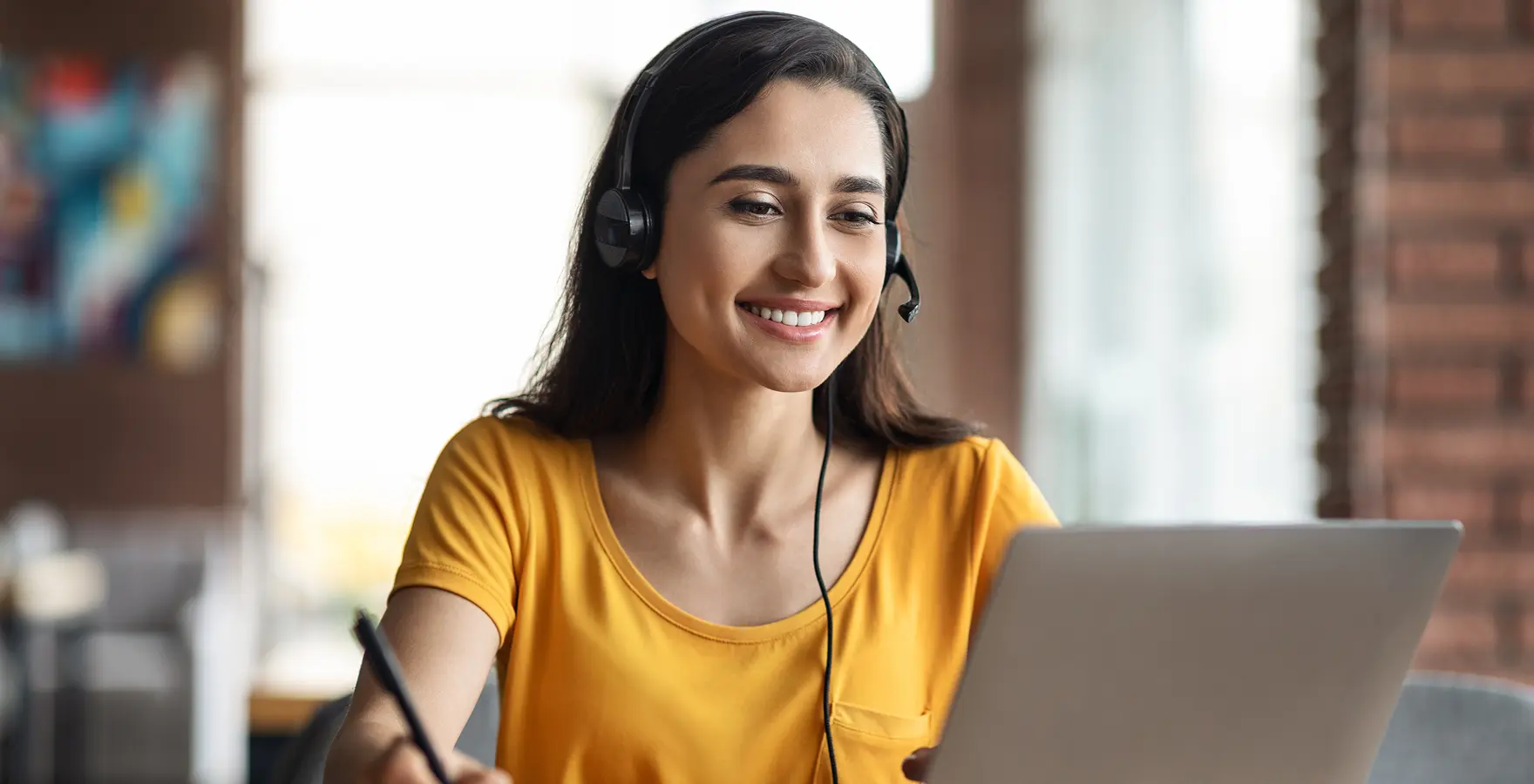 Woman on headset