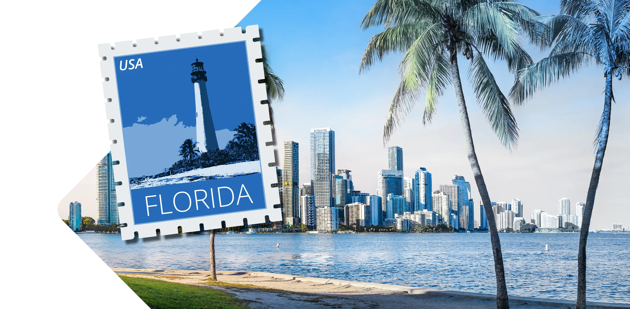 Florida skyline with stamp