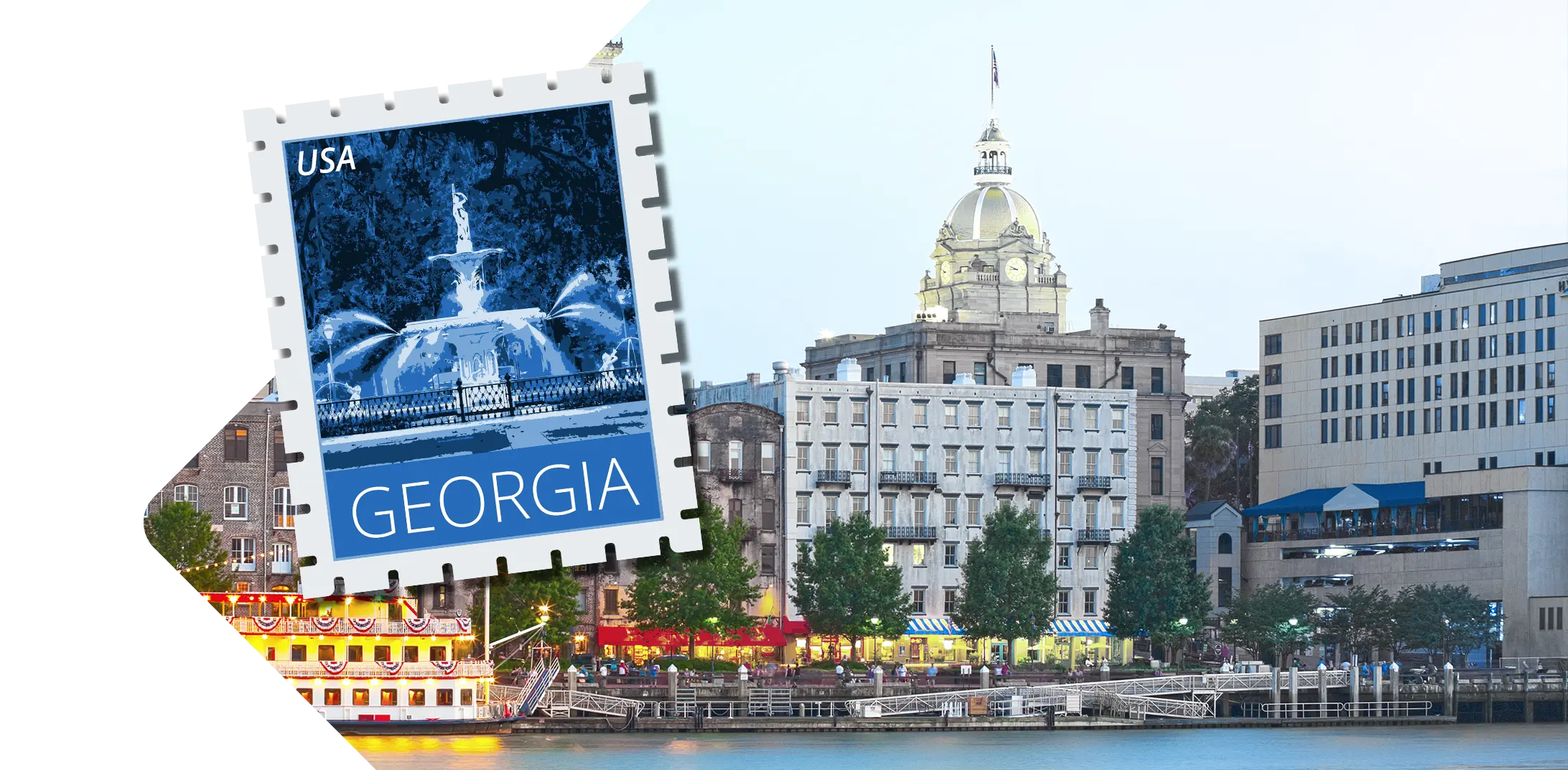 Georgia skyline with stamp